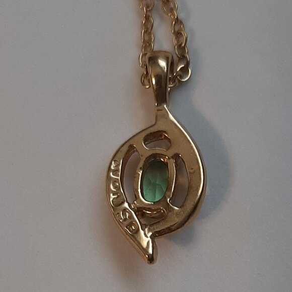 Vintage Avon Prasiolite Stone Necklace/Earring Set Gold Tone - Picture 2 of 6